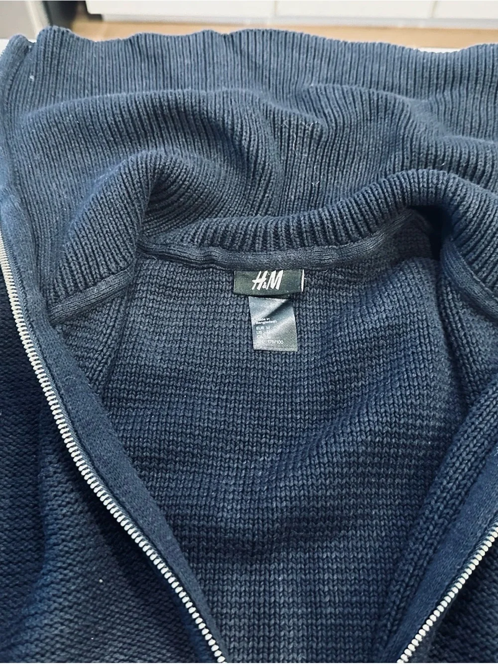 H&M Men’s Navy Zip Front Knit Jacket